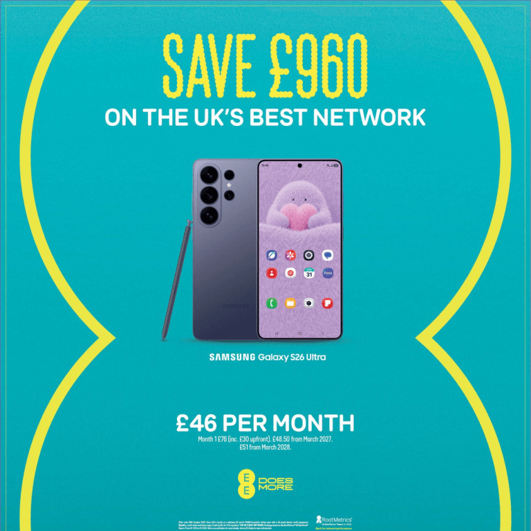 Save £960 on the Samsung Galaxy Ultra 3 EE Campaign 24 Save 960 on the Samsung Galaxy S26 Ultra EN Image Set 1 1080x1080 1